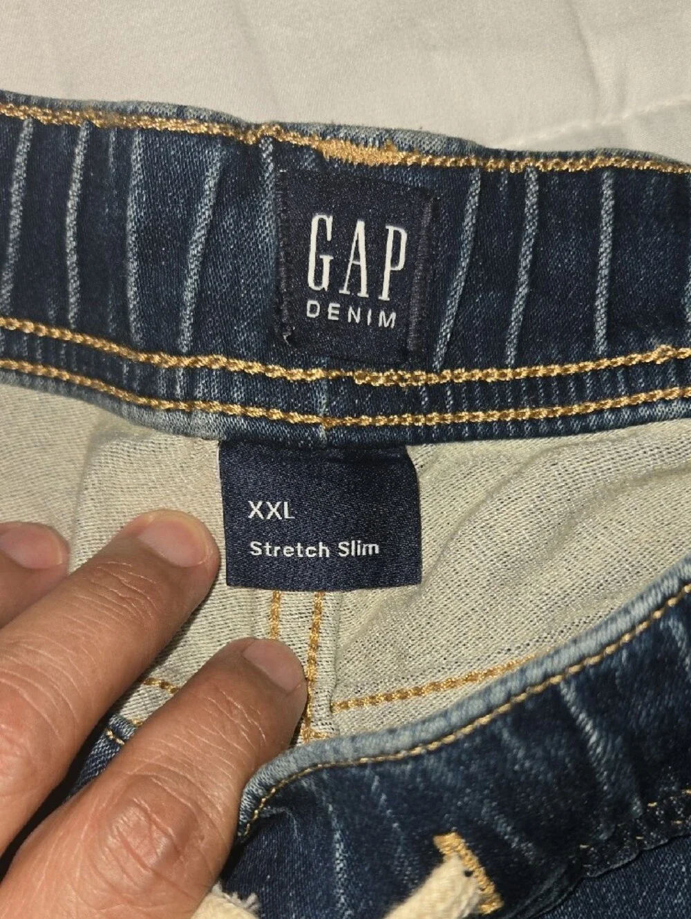 GAP Dark Blue Distressed Straight-Leg Jeans